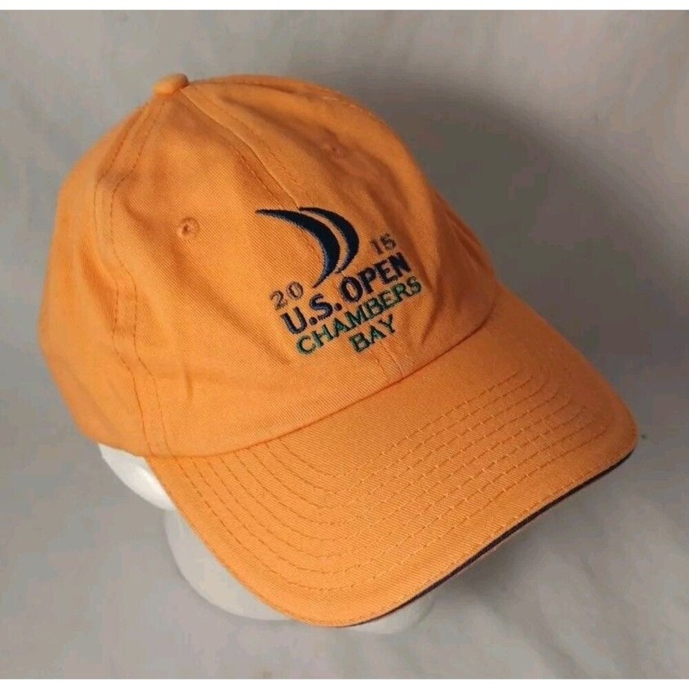 2015 U.S. Open Chambers Bay Orange Adjustable Strapback Golf Hat/Cap-EXCELLENT!